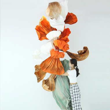 Orange Paper Art Installation